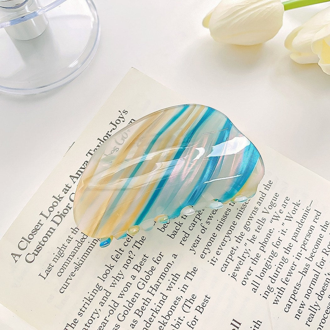 Beau - Patterned PVC Marbled Finish Claw Hair Clip