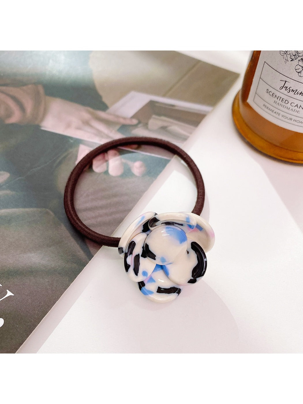 Gifty - Acetate Flower Hair Tie for High Ponytail Bun