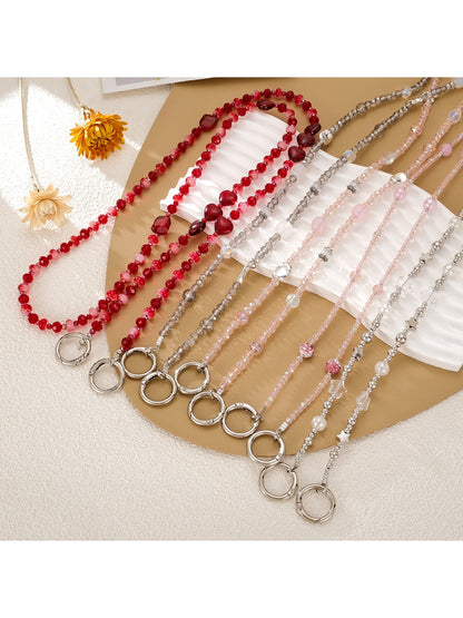 Keypus - Acrylic Heart Beaded Crossbody Phone Chain