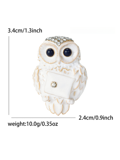 Brovia - Enamel Look Owl Alloy Brooch Accessory