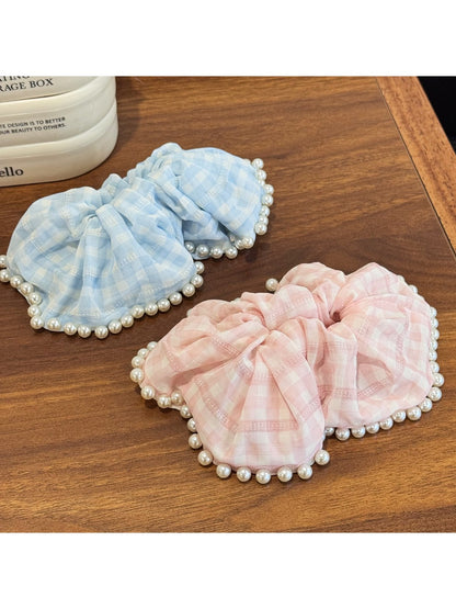 Gifty - Tartan Scrunchies with Beads Large