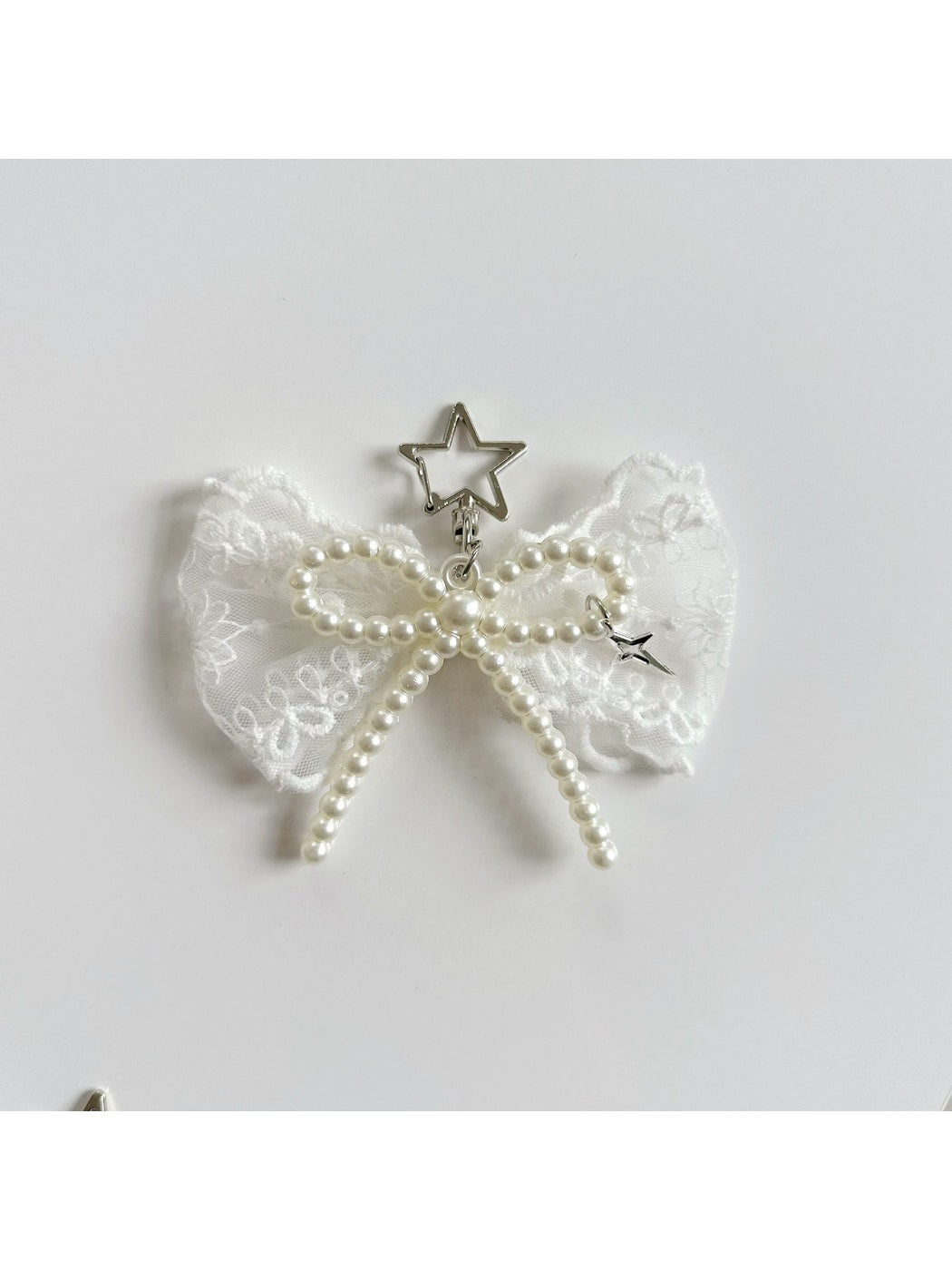 Keypus - Sweet Lace Heart Charm Bow Bag Accent Keychain