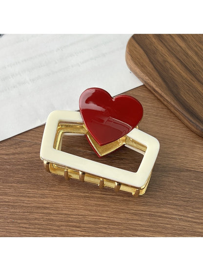 Beau - Valentine'S Heart Shaped Square Claw Clip