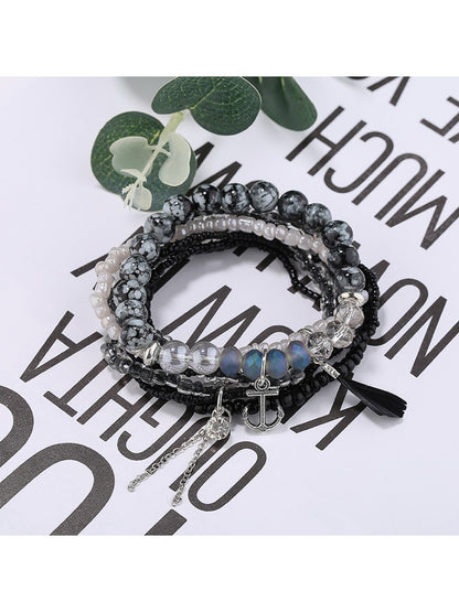 Lovra vintage chic beaded bracelet coiled to display flexible design and craftsmanship