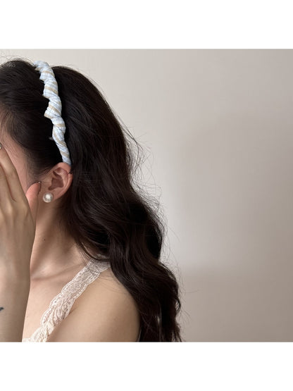 Gifty - Plaid Geometric Wavy Polyester Headband
