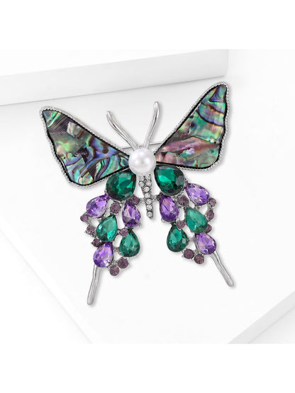 Brovia - Butterfly Inlay Alloy Fashion Brooch