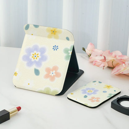 Mirroray - Floral Print Double-Sided Print Folding Makeup Mirror