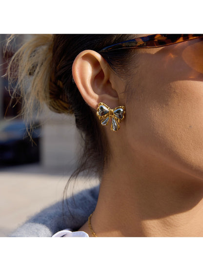 Earedge - Two-Tone Butterfly Stud Earrings