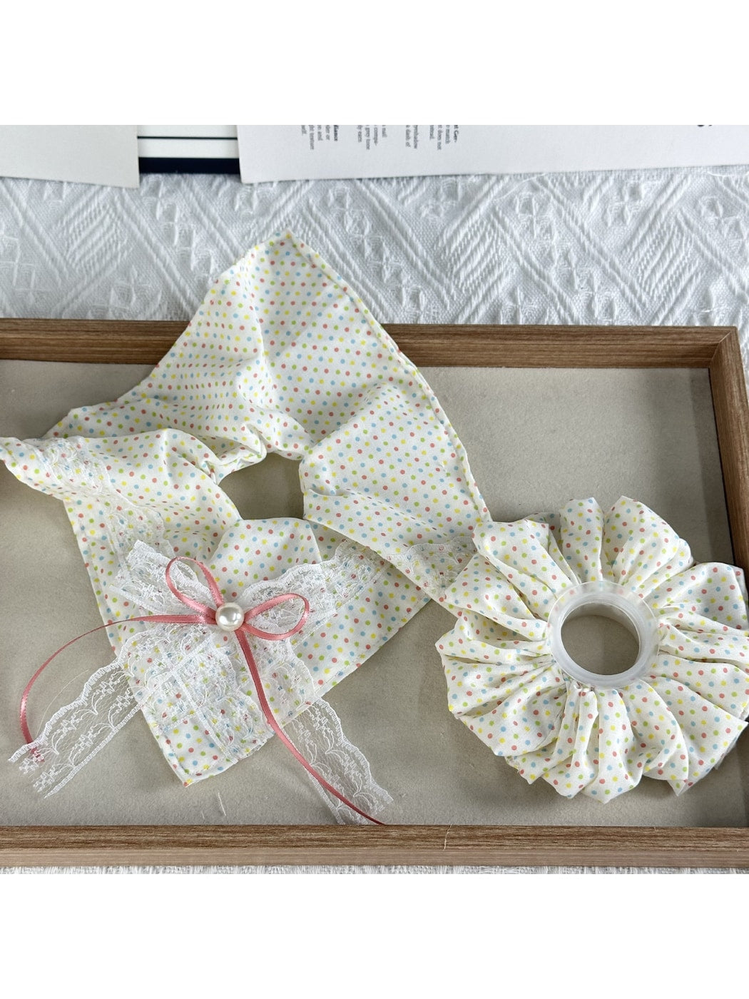 Gifty - Geometric Plaid Scarf Bow Style Scrunchie