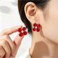 Earedge - Iridescent Four Petal Flower Stud Earrings