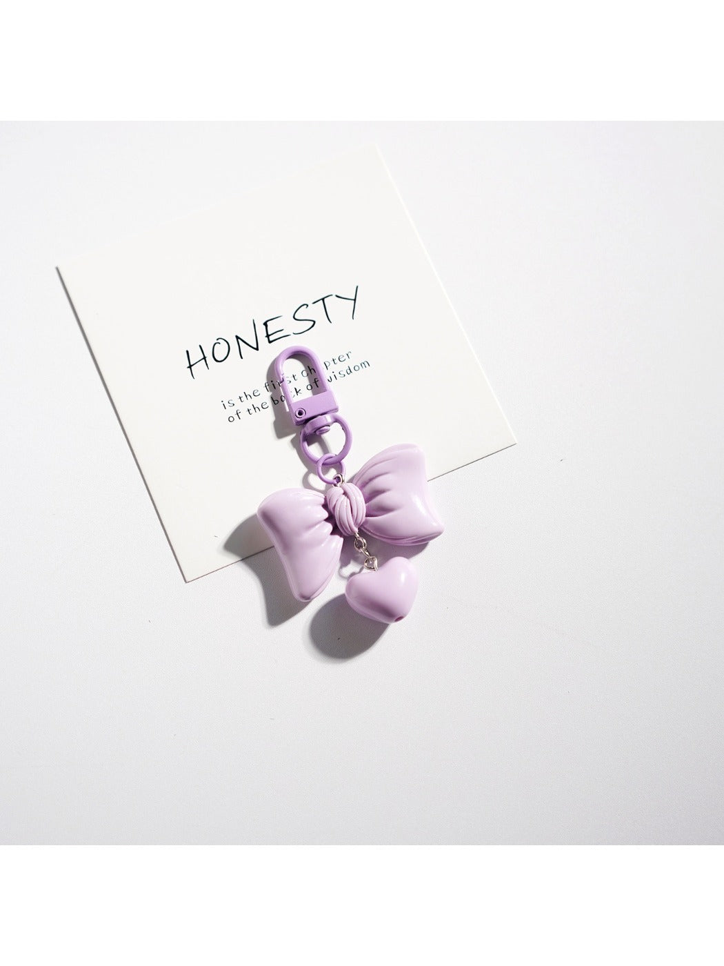 Keypus - Solid Color Heart Bow Keychain