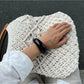 Lovra open cuff ring worn on finger with soft natural light