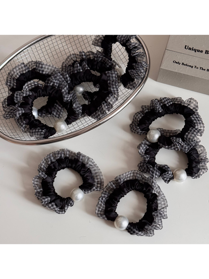 Gifty - High Stretch Plaid Ruffled Scrunchie