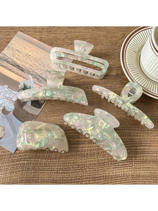 Beau - Glossy PVC Alloy Iridescent Hair Claw Clip