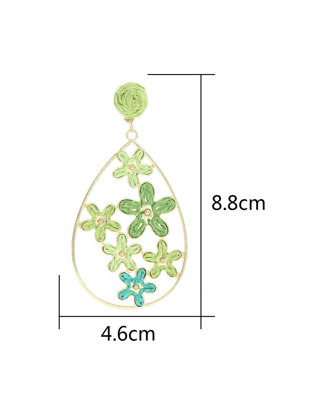 Side view of Earedge floral raffia statement earrings showing texture and detail
