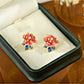 Earedge - Red Peony Floral Stud Earrings