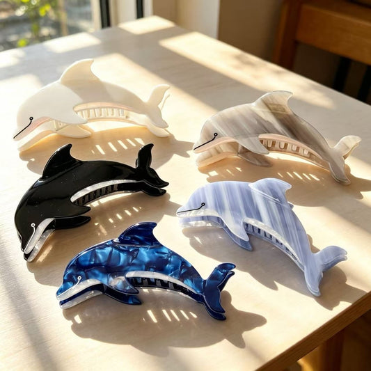 Beau - Glossy Dolphin Shape Acetate Claw Clip