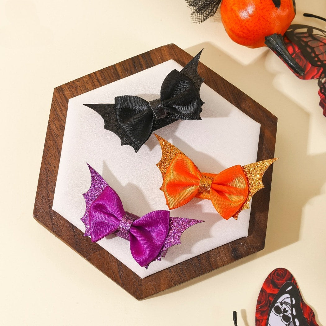 Beau - Halloween Sequin Batwing Bow Hair Clip