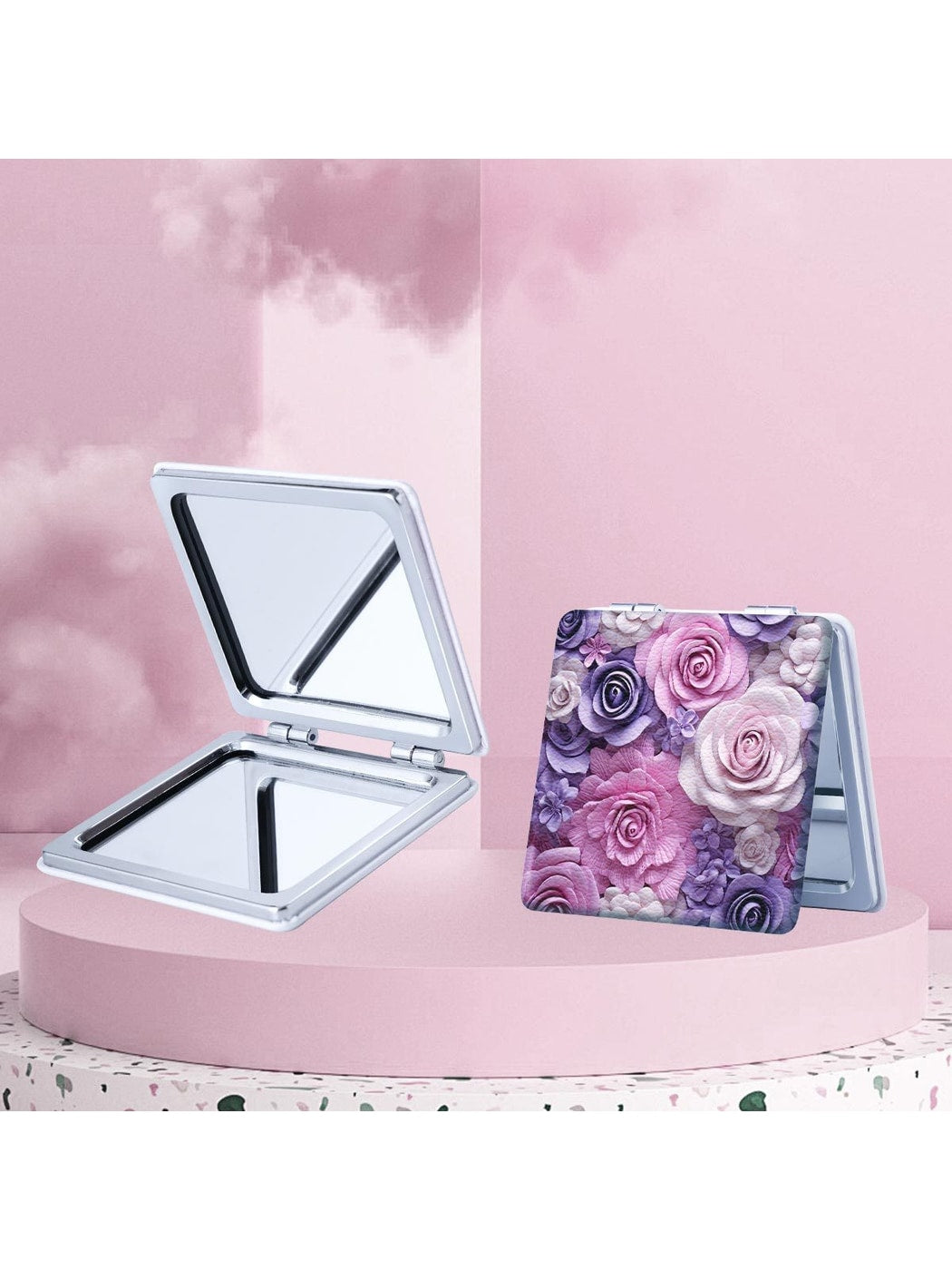 Mirroray - Floral Print Portable Folding Desktop Mirror