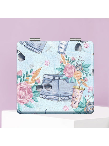 Mirroray - Decorative Printed Glass Folding Makeup Mirror