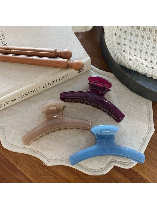 Beau - Elegant Solid Color Curved Claw Clip