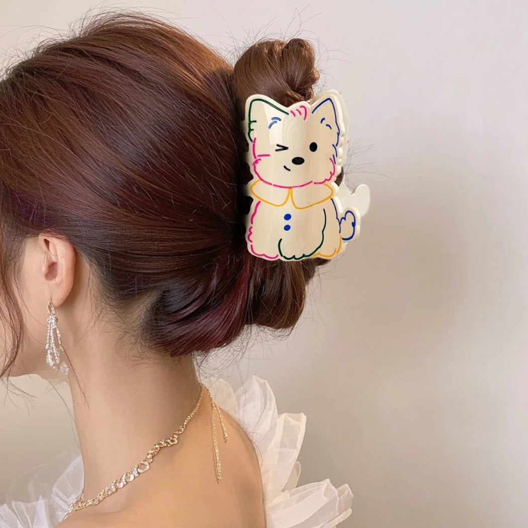 Beau - Cute Cartoon Puppy Pattern Claw Clip