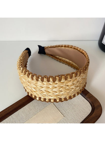 Gifty minimalist bohemian wide headband styled with natural makeup on model