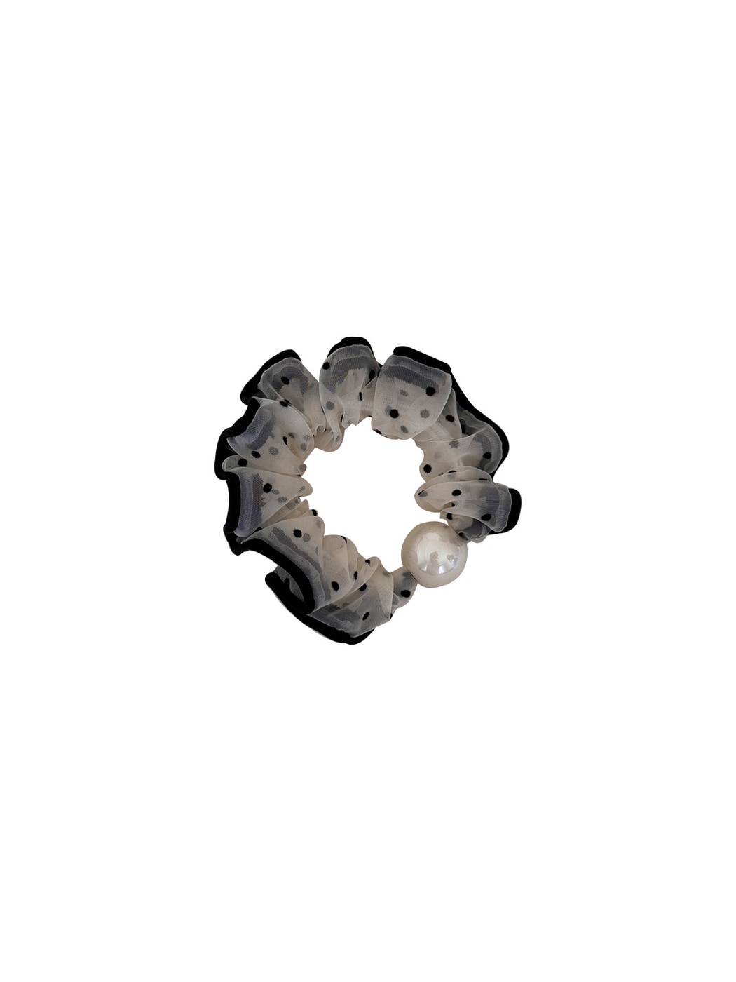 Gifty - Polka Dot Mesh Ruffle Polyester Scrunchie