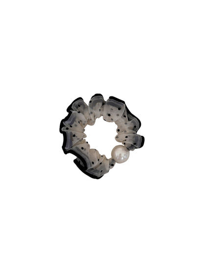 Gifty - Polka Dot Mesh Ruffle Polyester Scrunchie