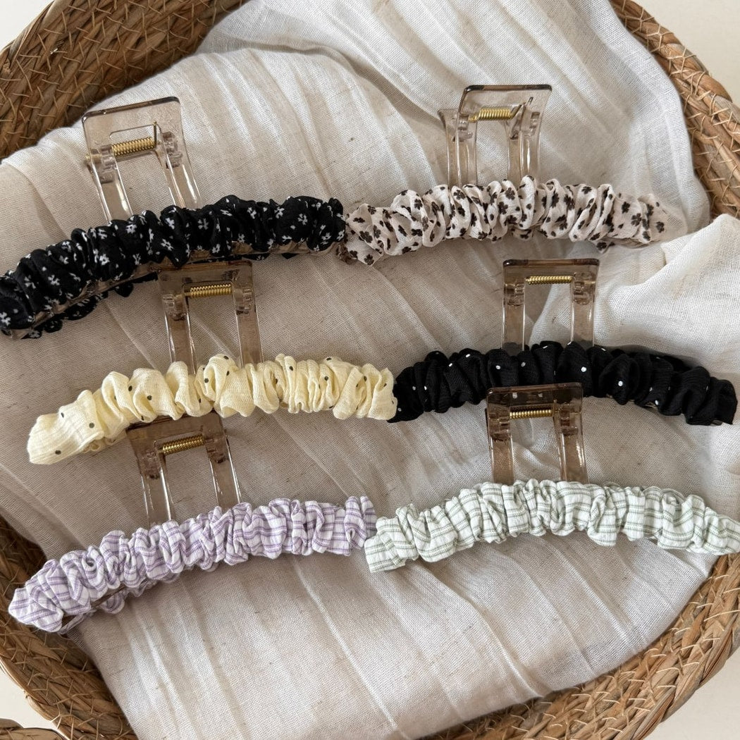 Beau - Ruched Straight Bar Decorative Hair Claw Clip