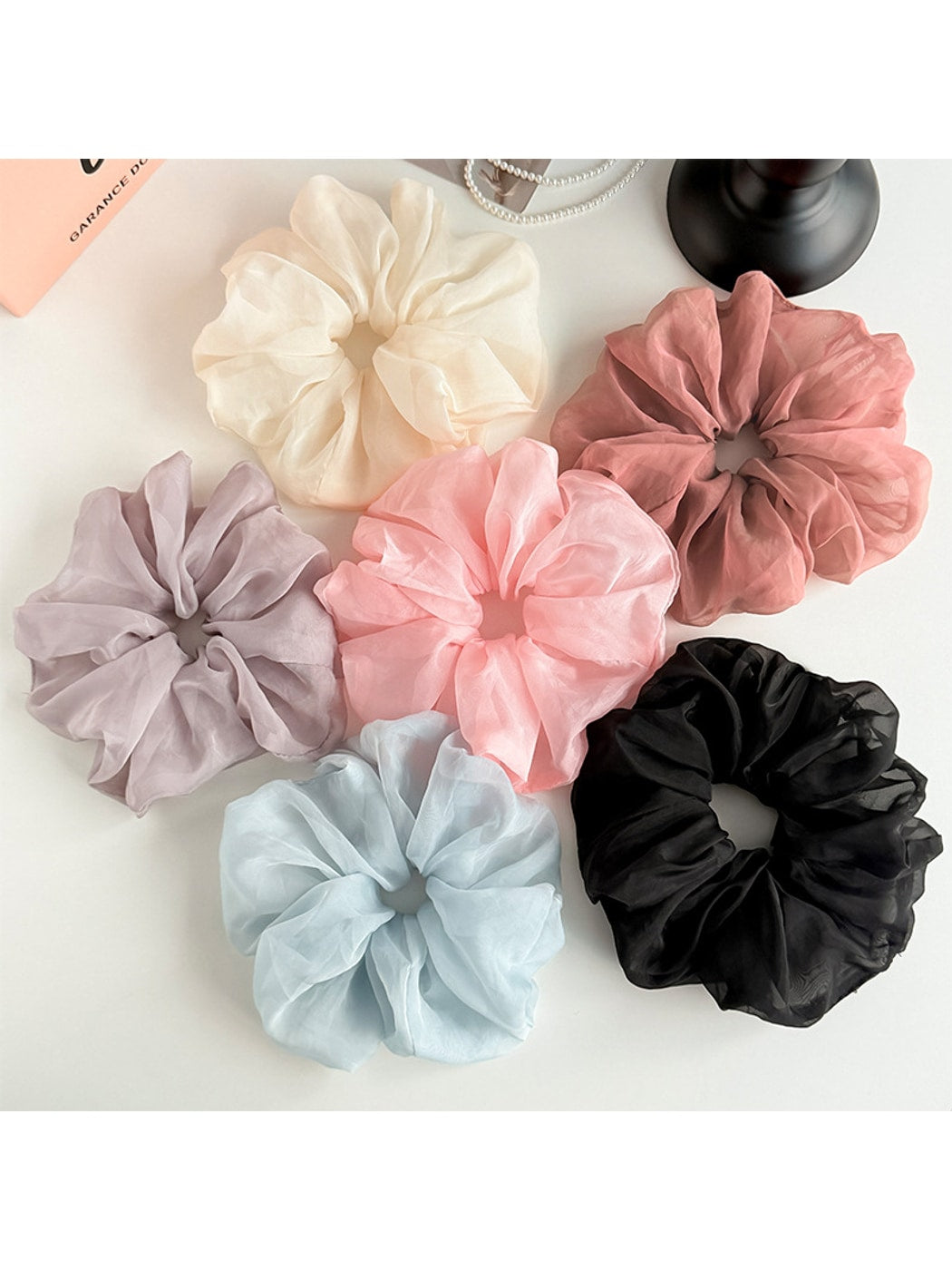 Gifty - Fluffy Sheer Fabric Mesh Look Scrunchie