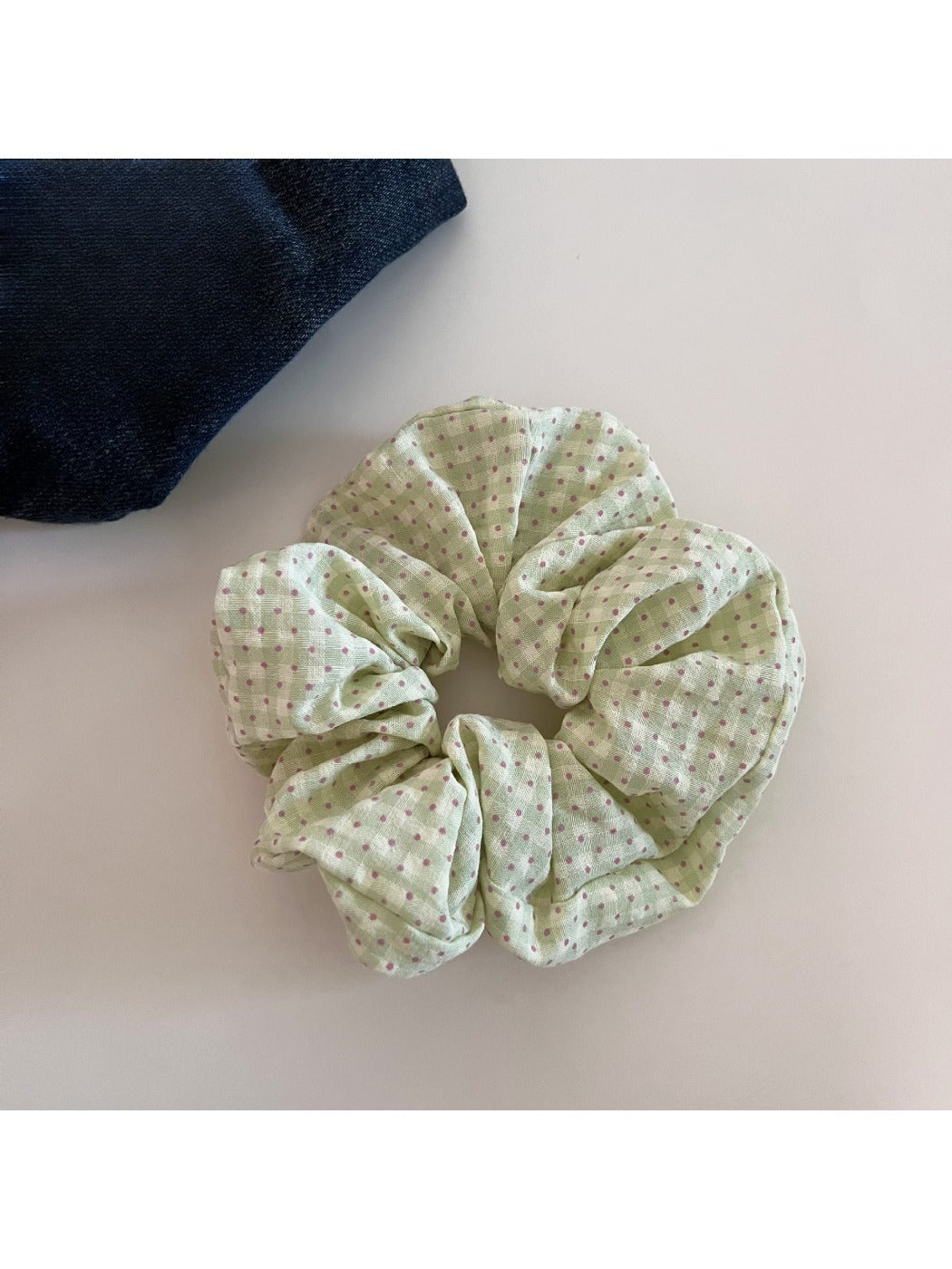 Gifty - Plaid Polka-Dotted Spiral-Shaped Hair Tie