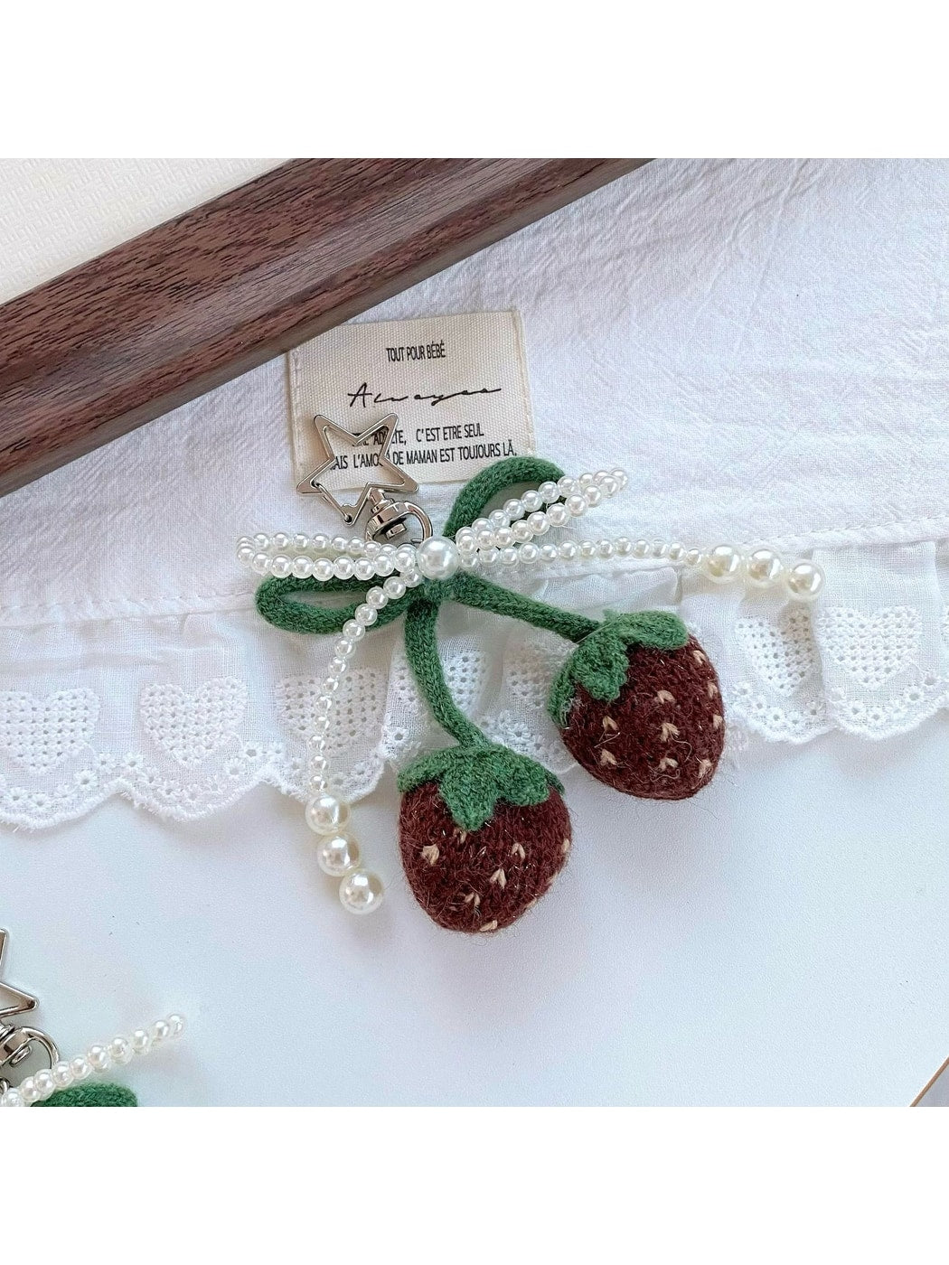 Keypus - Strawberry Bow Flower Bag Charm Keychain