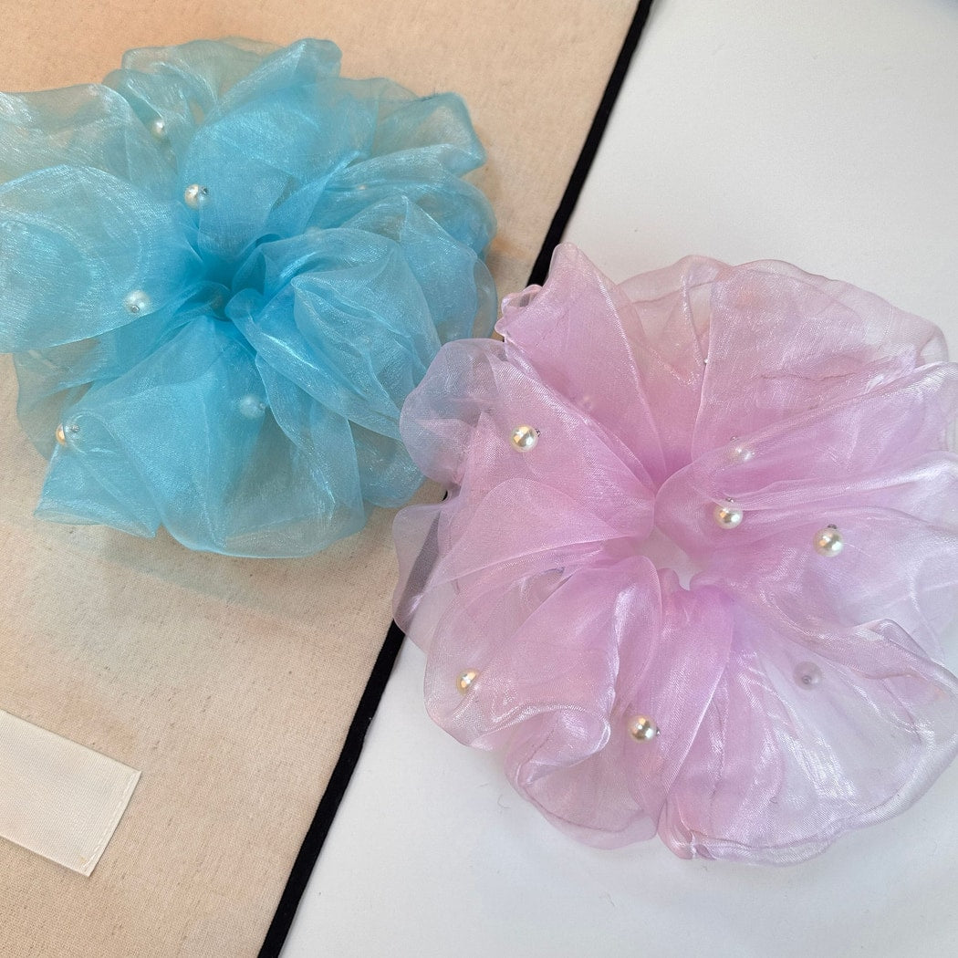Gifty - Sweet Sheer Beaded Ruffle Scrunchie