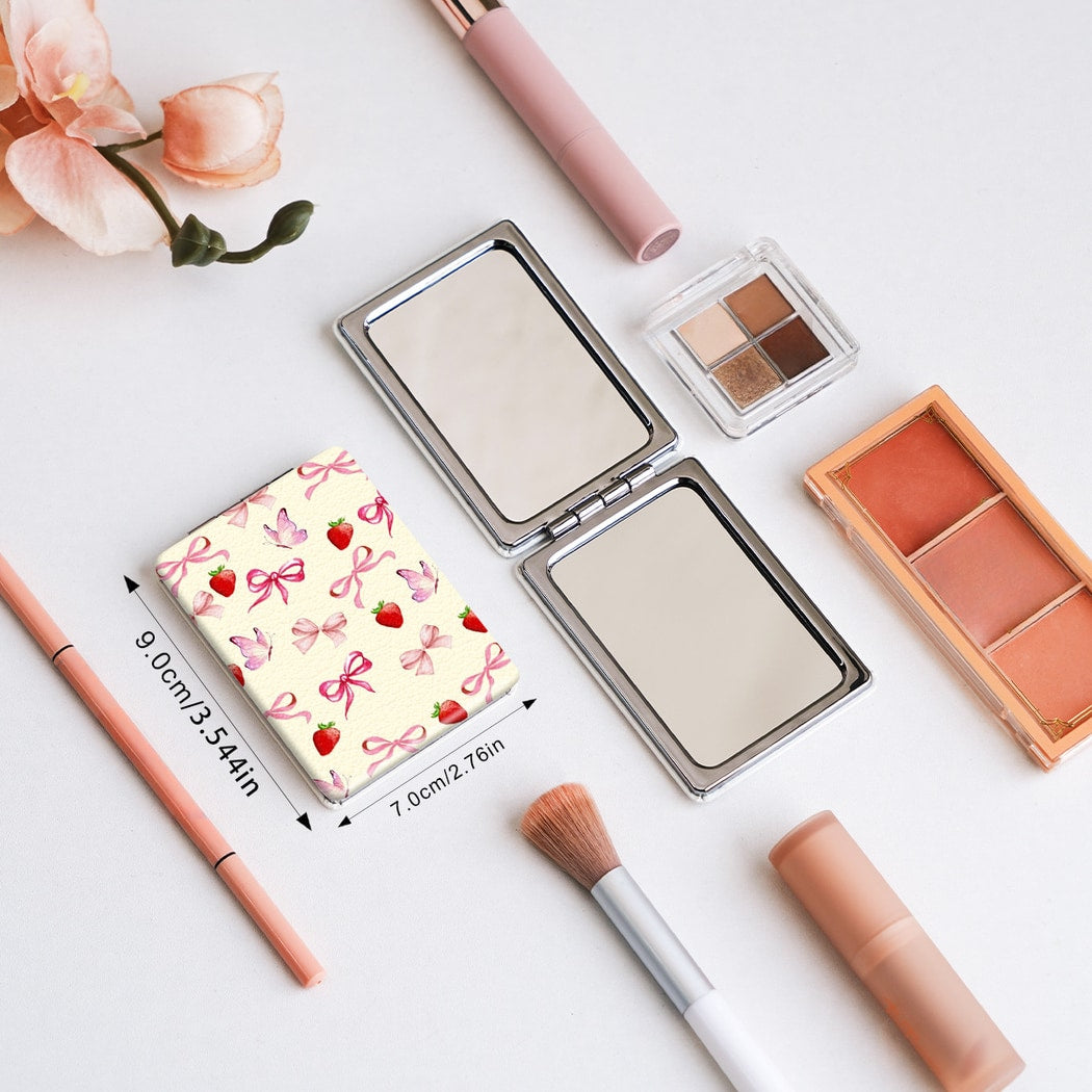 Mirroray - Foldable Bow Print Portable Makeup Mirror