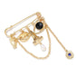 Brovia - Abstract Face Motif Chain Detail Statement Brooch