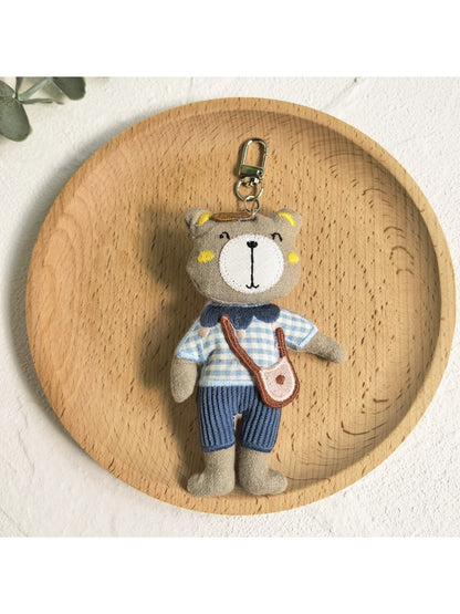 Bear charm keychain displayed on a white background with soft shadows