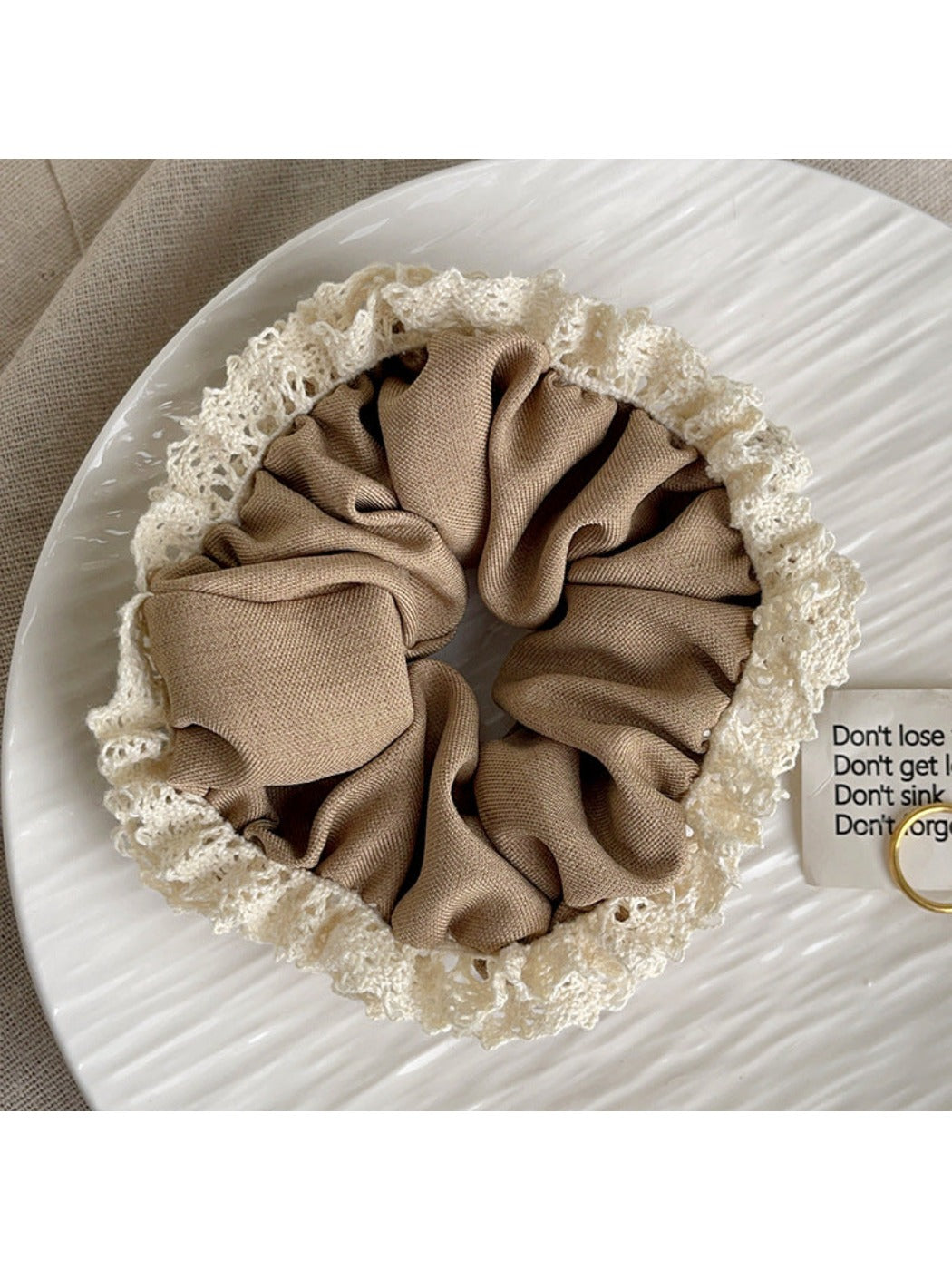 Gifty - Fabric Lace Edge Scrunchie