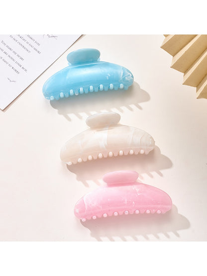 Beau - Marble Look Semi Circle Plastic Claw Clip