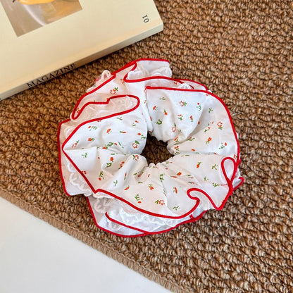 Gifty - Floral Print Ruffled Polyester Scrunchie