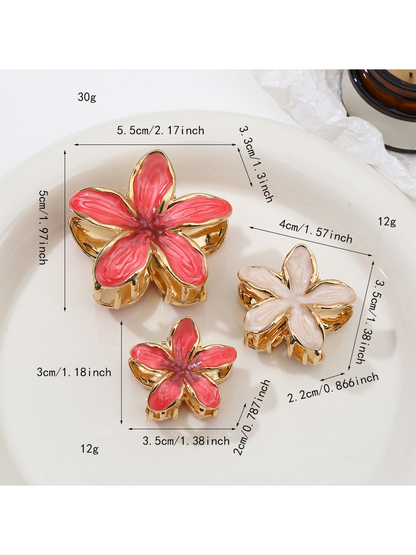 Beau - Flower Petal Alloy Resin Claw Hair Clip