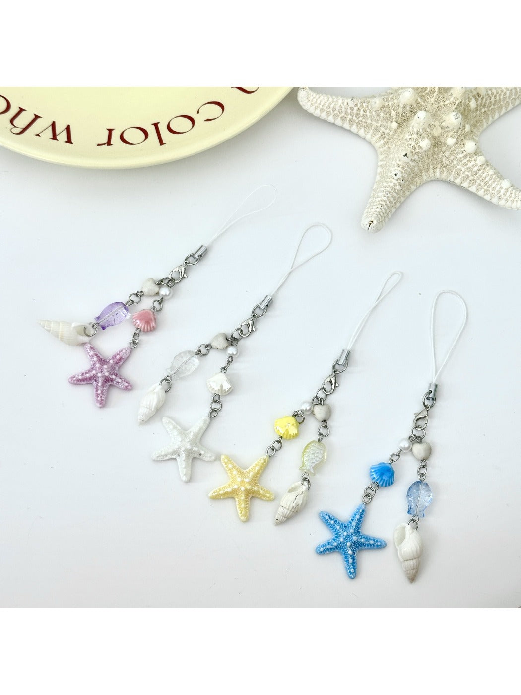 Close-up of the starfish pendant keychain showing textured details