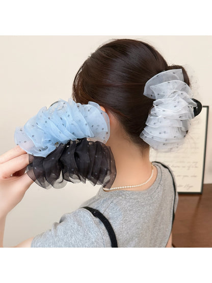 Beau - Cloud Ruffle Mesh Polka Dot Hair Claw Clip
