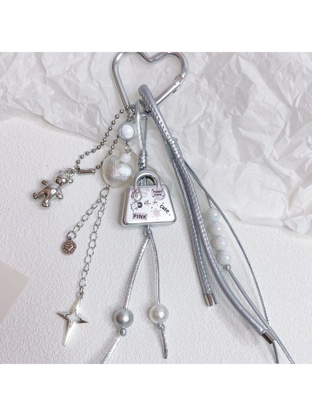 Keypus cute bag charm keychain with colorful character design on white background