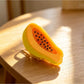 Set of colorful acetate claw clips shaped like various fruits including apple and banana