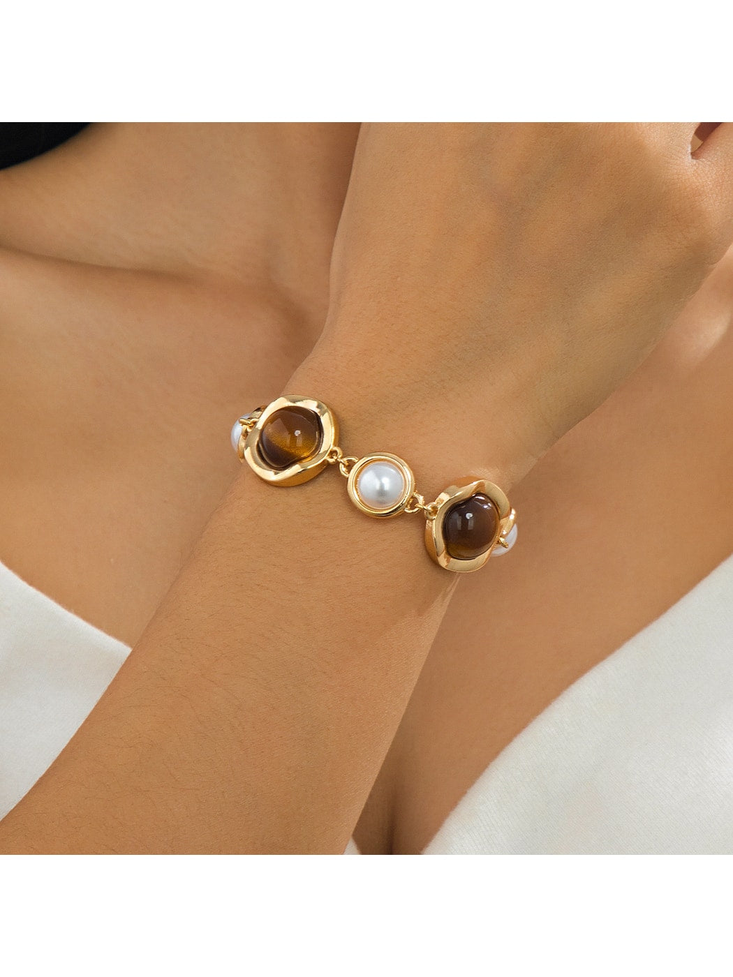 Lovra - Retro Oval and Round Link Dressy Alloy Bracelet