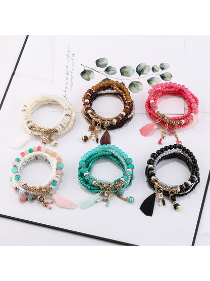 Lovra - Bohemian Multilayer Beaded Pendant Bracelet