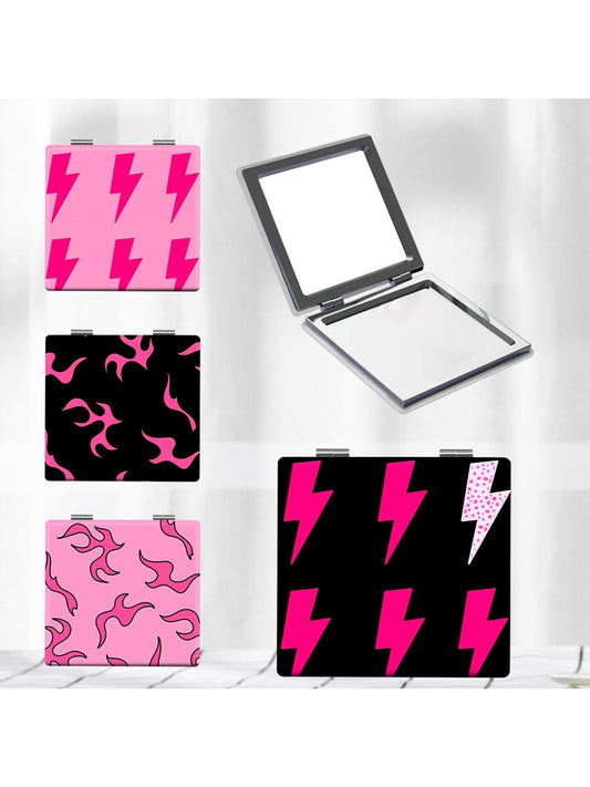 Mirroray - Pink Lightning Pattern Folding Makeup Mirror