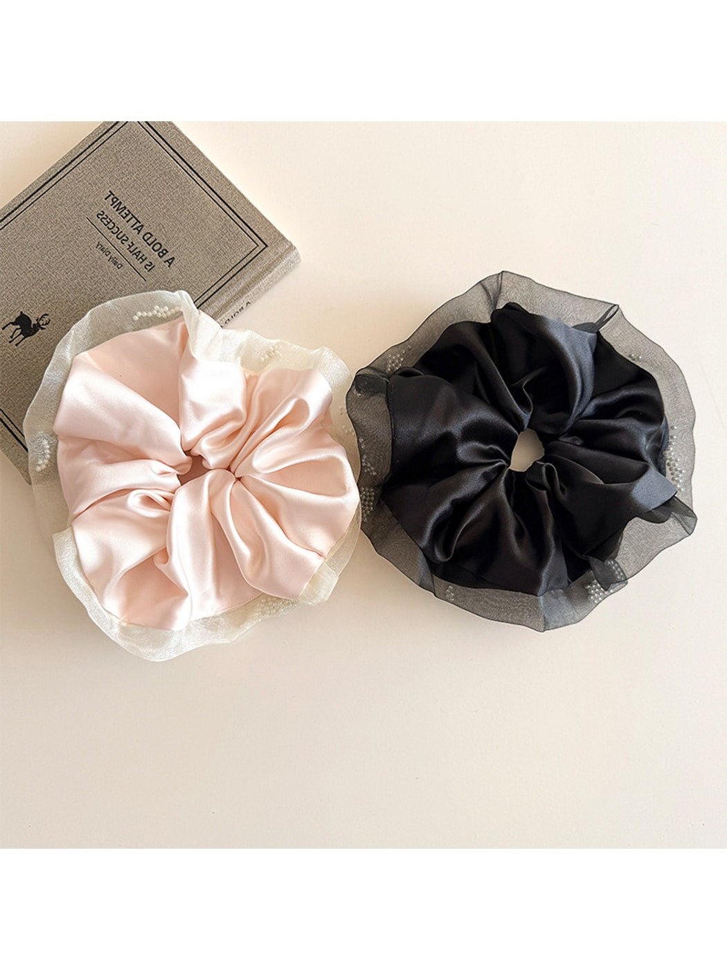 Gifty - Polyester Satin Finish Mesh Detail Scrunchie