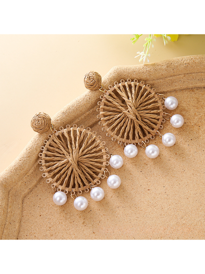 Earedge - Geometric Round Pendant Drop Earrings